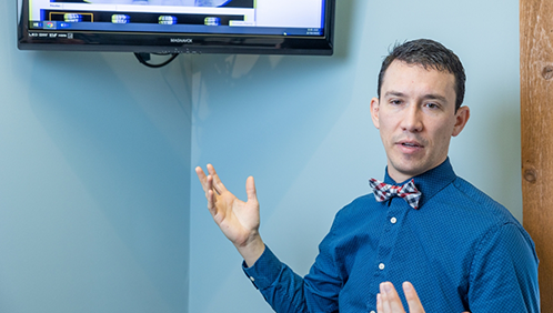 Doctor Parry explaining something to a patient