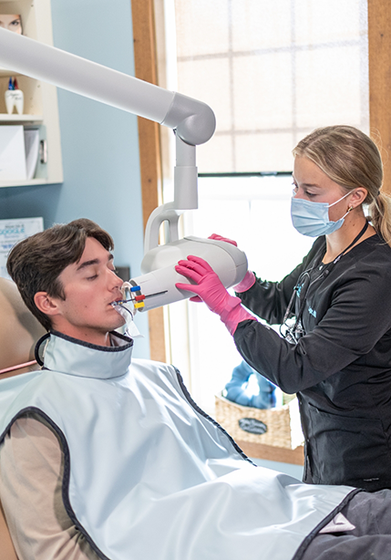 Dental patient getting x rays of their teeth taken