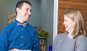 Doctor Parry talking with a patient