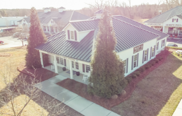Aerial view of Magnolia Shores Dental at sunset